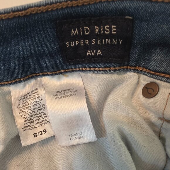 Lucky Brand Women "Ava" Mid-Rise Super Skinny Distressed Denim Jeans, Size 8/29 - Picture 8 of 8